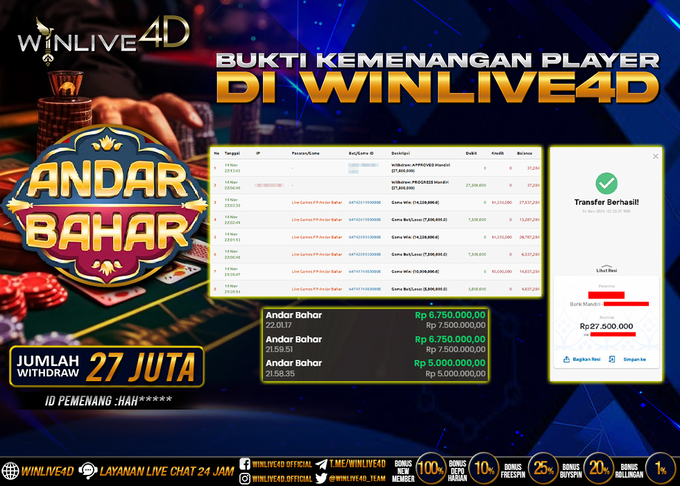 WINLIVE4D JACKPOT LIVE CASINO ANDAR BAHAR.,- LUNAS