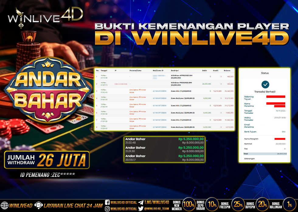WINLIVE4D JACKPOT LIVE CASINO ANDAR BAHAR.,- LUNAS