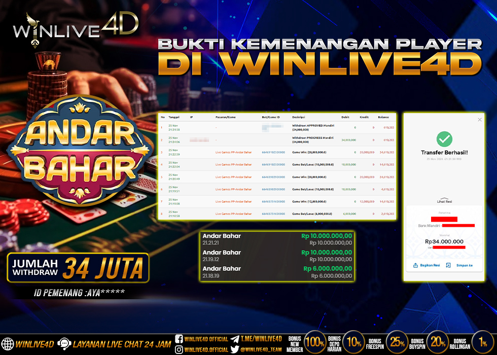 WINLIVE4D JACKPOT LIVE CASINO ANDAR BAHAR.,- LUNAS