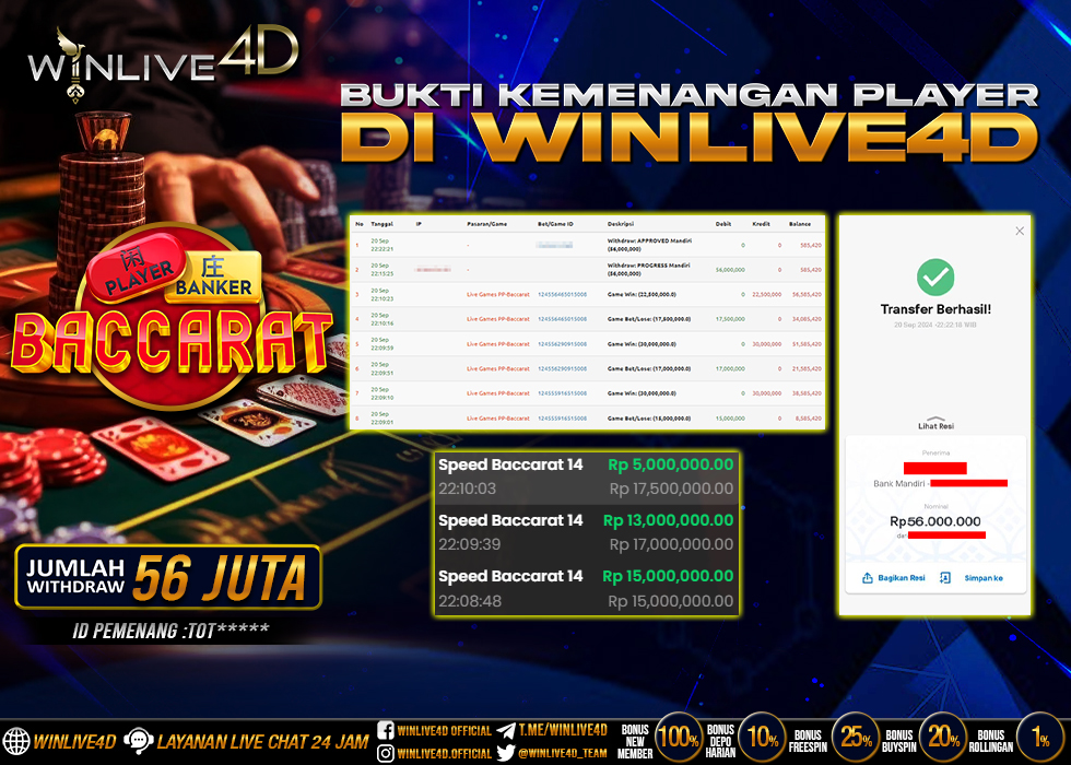 WINLIVE4D JACKPOT BACCARAT RP.56.000.000.,- LUNAS