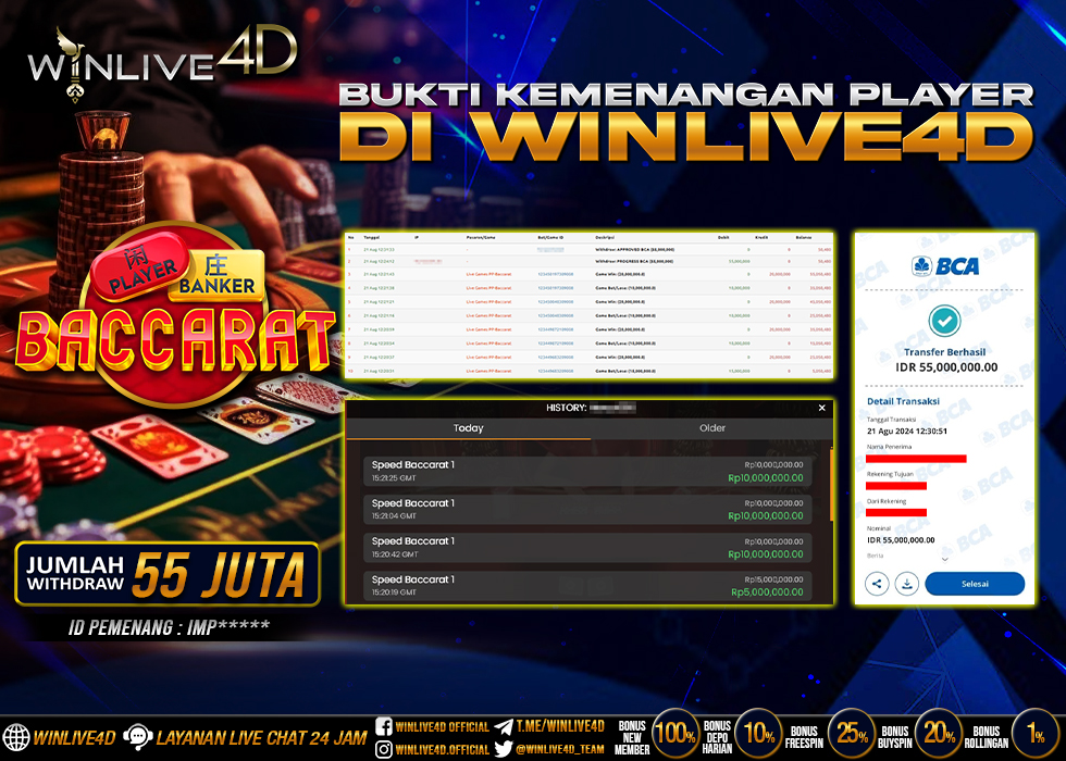 WINLIVE4D JACKPOT BACCARAT RP.17.000.000.,- LUNAS