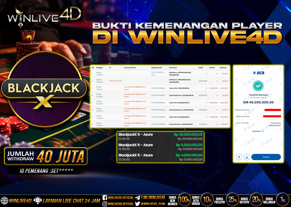 WINLIVE4D JACKPOT LIVE CASINO ONE BLACKJACK.,- LUNAS
