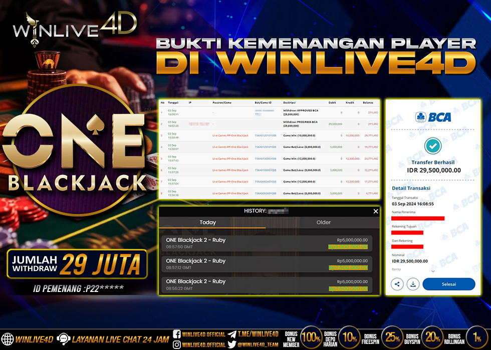 WINLIVE4D JACKPOT LIVE CASINO BLACKJACK.,- LUNAS