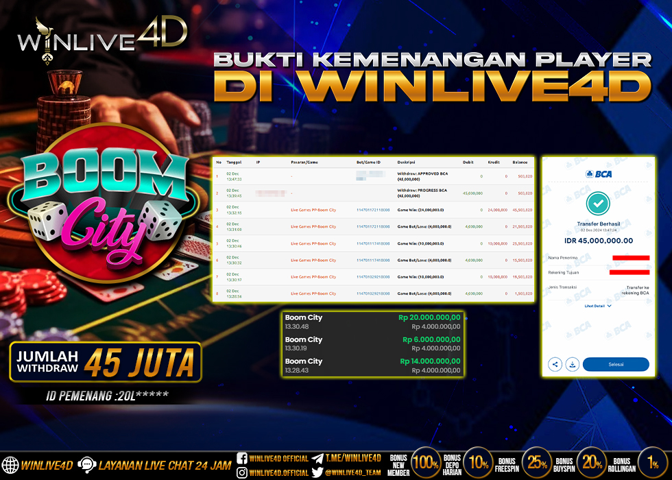 WINLIVE4D JACKPOT LIVE CASINO BOOM CITY.,- LUNAS