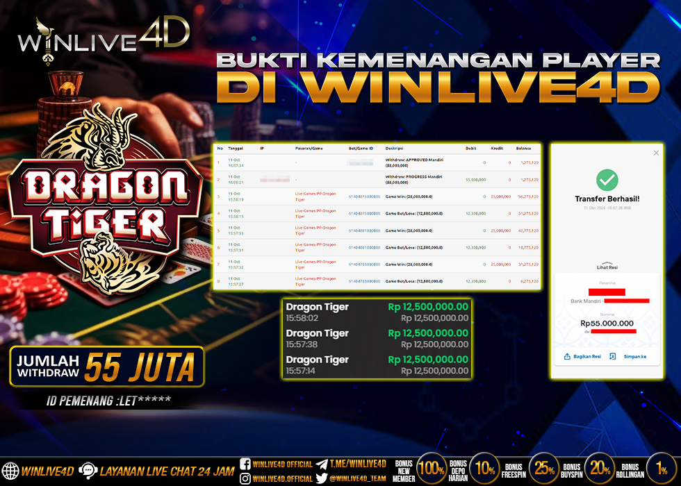 WINLIVE4D JACKPOT LIVE CASINO DRAGON TIGER.,- LUNAS