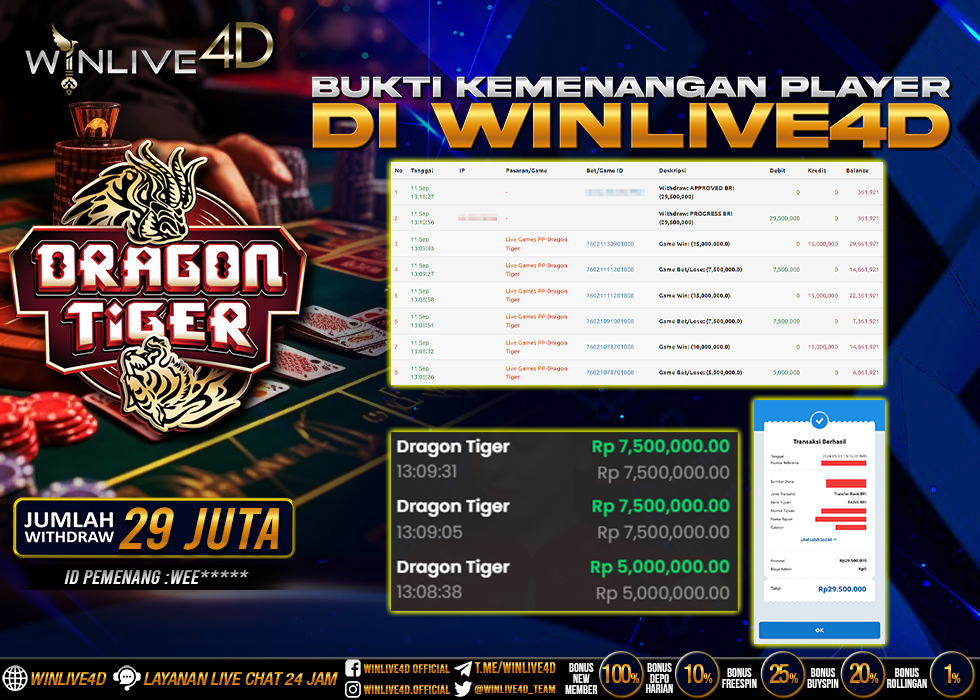 WINLIVE4D JACKPOT LIVE CASINO DRAGON TIGER.,- LUNAS