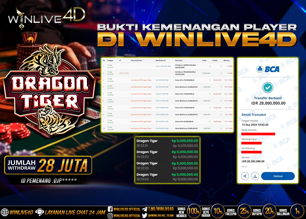 WINLIVE4D JACKPOT LIVE CASINO DRAGON TIGER.,- LUNAS