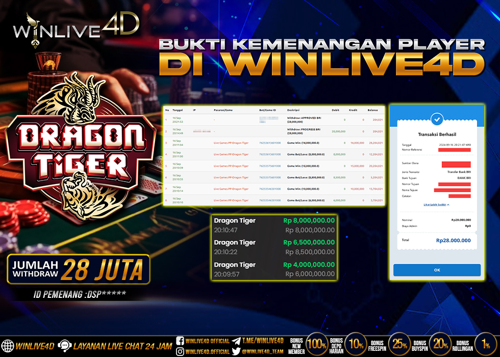 WINLIVE4D JACKPOT LIVE CASINO DRAGON TIGER.,- LUNAS