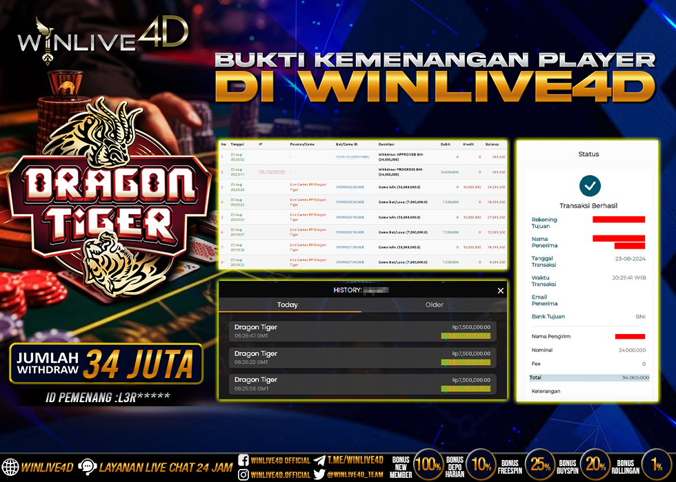 WINLIVE4D JACKPOT LIVE CASINO DRAGON TIGER.,- LUNAS