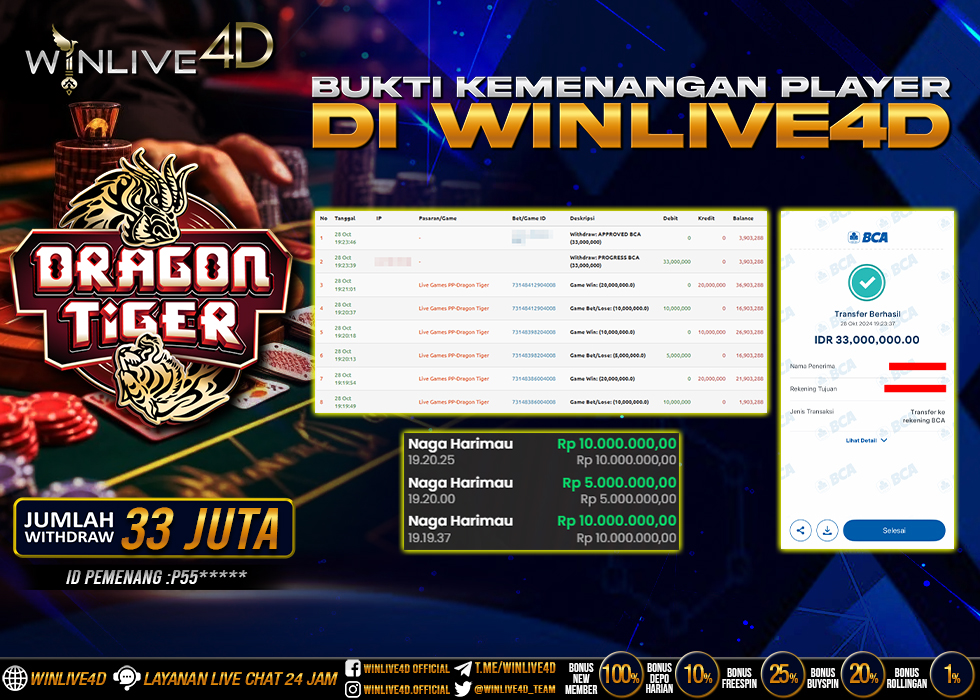 WINLIVE4D JACKPOT LIVE CASINO DRAGON TIGER.,- LUNAS