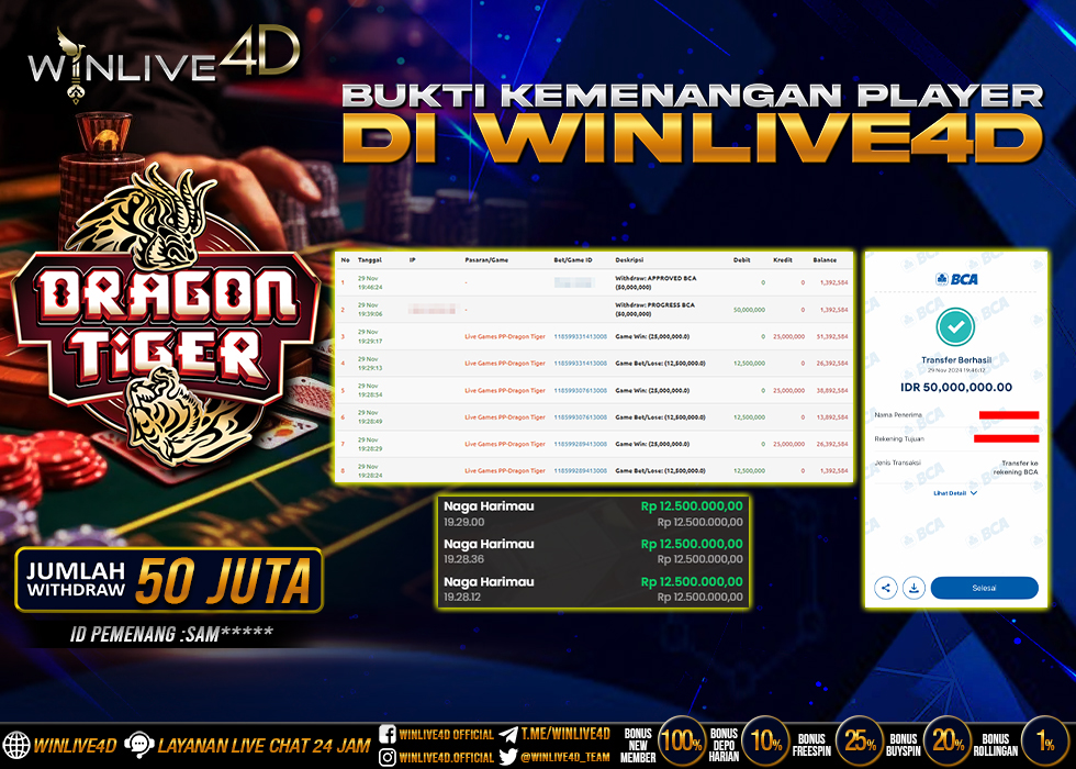 WINLIVE4D JACKPOT LIVE CASINO DRAGON TIGER.,- LUNAS
