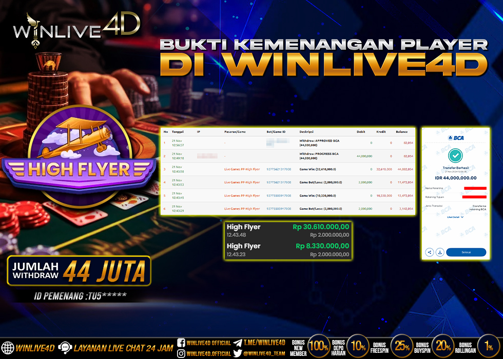 WINLIVE4D JACKPOT LIVE CASINO HIGH FLYER.,- LUNAS