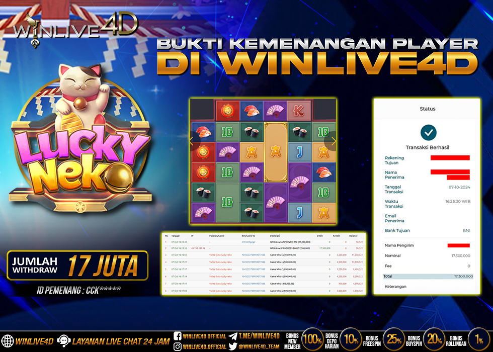 WINLIVE4D JACKPOT SLOT LUCKY NEKO.,- LUNAS