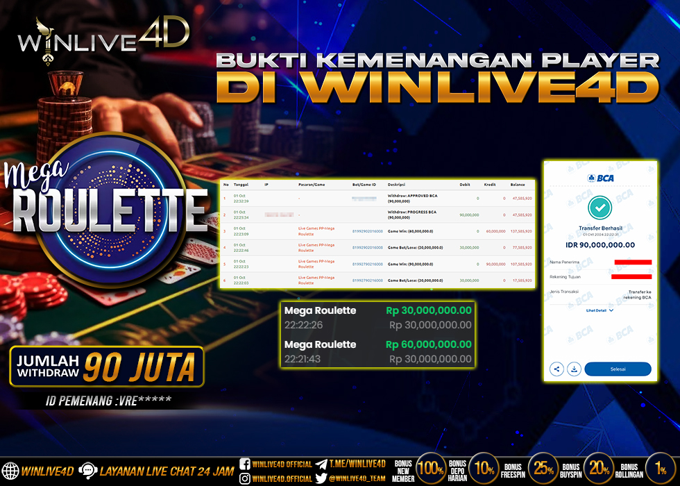 WINLIVE4D JACKPOT LIVE CASINO MEGA ROULETTE.,- LUNAS