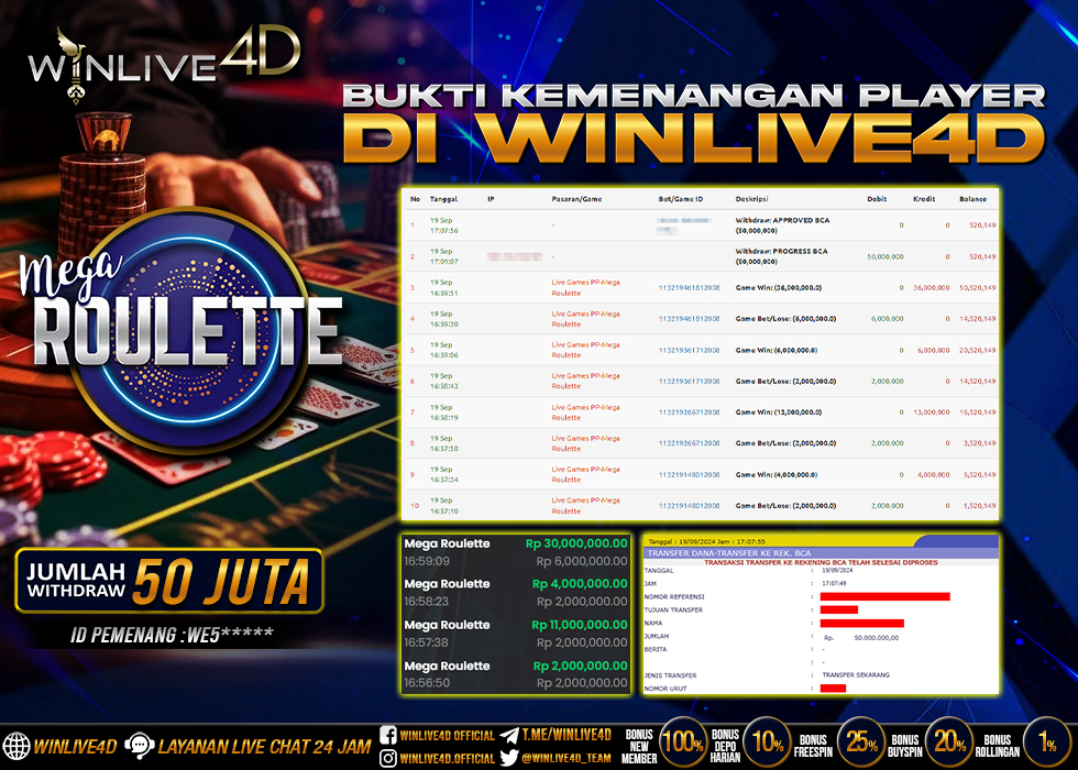 WINLIVE4D JACKPOT LIVE CASINO MEGA ROULETTE.,- LUNAS