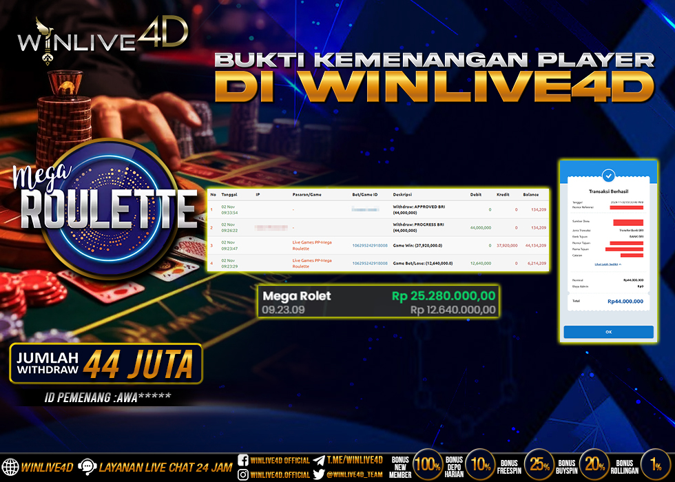 WINLIVE4D JACKPOT LIVE CASINO MEGA ROULETTE.,- LUNAS