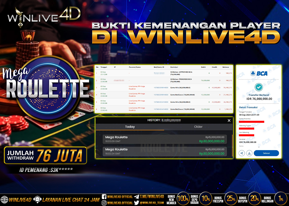 WINLIVE4D JACKPOT LIVE CASINO MEGA ROULETTE.,- LUNAS