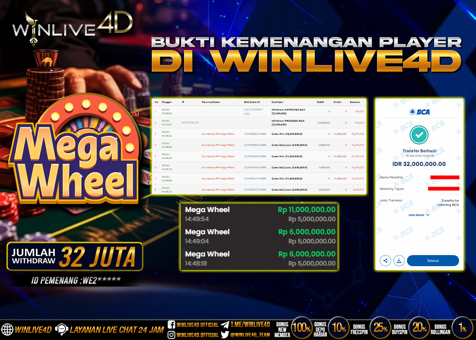 WINLIVE4D JACKPOT LIVE CASINO MEGA WHEEL.,- LUNAS