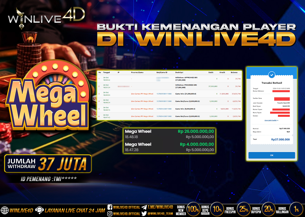 WINLIVE4D JACKPOT LIVE CASINO MEGA WHEEL.,- LUNAS