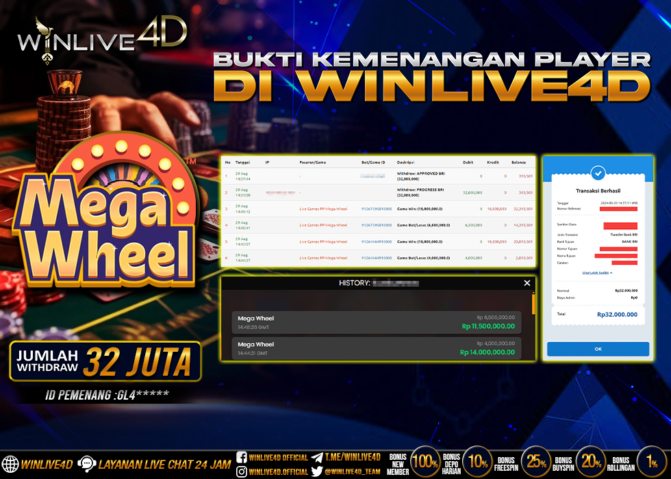 WINLIVE4D JACKPOT LIVE CASINO MEGA WHEEL.,- LUNAS