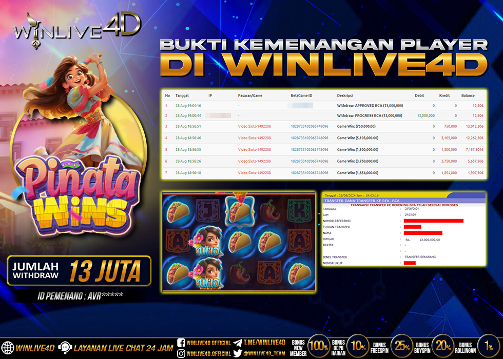 WINLIVE4D JACKPOT SLOT PINATA WINS.,- LUNAS