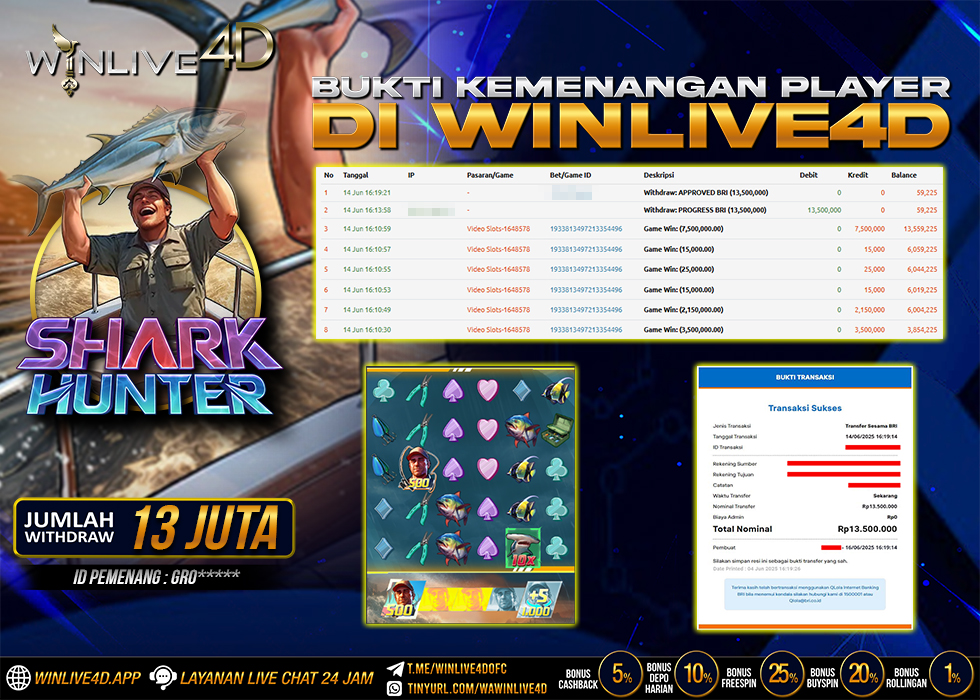 WINLIVE4D JACKPOT shark-hunter-14-6-25.,- LUNAS