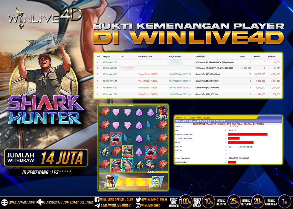 WINLIVE4D JACKPOT shark-hunter-15-12-24,- LUNAS