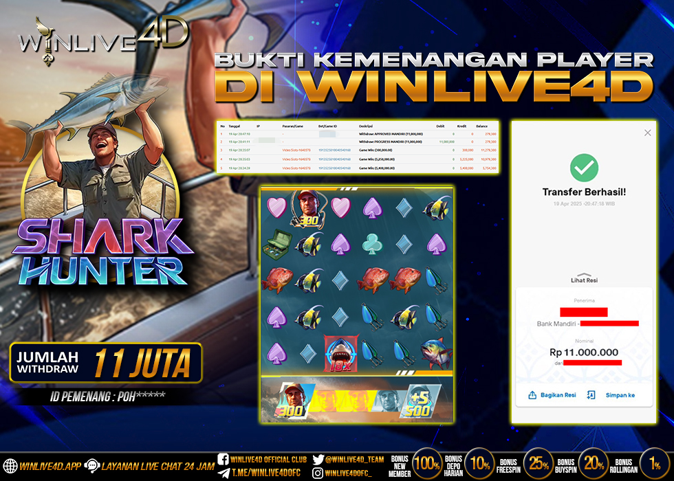WINLIVE4D JACKPOT shark-hunter-19-4-25.,- LUNAS