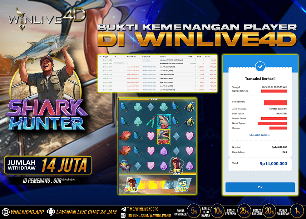 WINLIVE4D JACKPOT shark-hunter-23-7-25.,- LUNAS