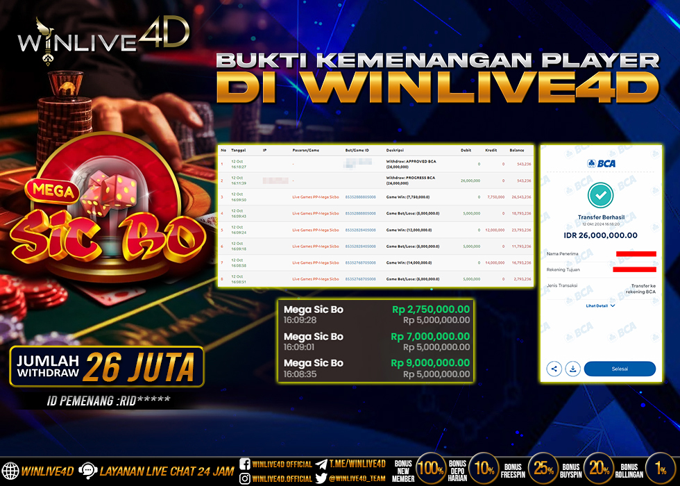 WINLIVE4D JACKPOT LIVE CASINO MEGA SICBO.,- LUNAS