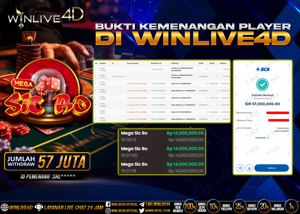WINLIVE4D JACKPOT LIVE CASINO SICBO.,- LUNAS