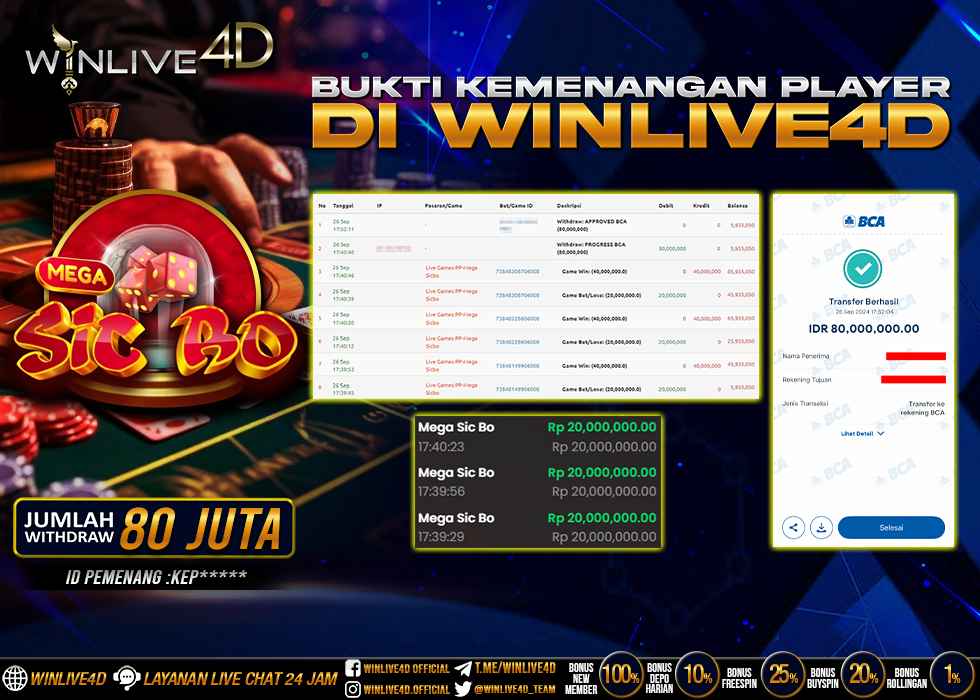 WINLIVE4D JACKPOT LIVE CASINO SICBO.,- LUNAS