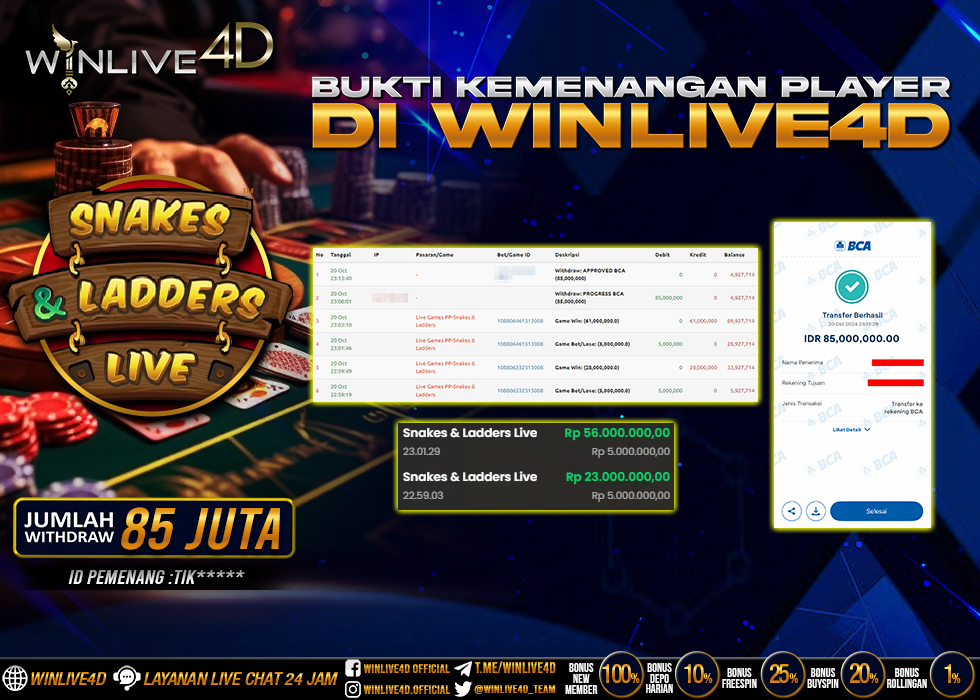 WINLIVE4D JACKPOT LIVE SNAKES & LADDERS LIVE.,- LUNAS