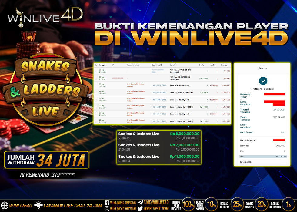 WINLIVE4D JACKPOT LIVE SNAKES & LADDERS LIVE.,- LUNAS