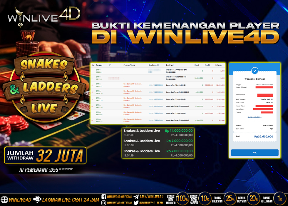 WINLIVE4D JACKPOT LIVE SNAKES & LADDERS LIVE.,- LUNAS